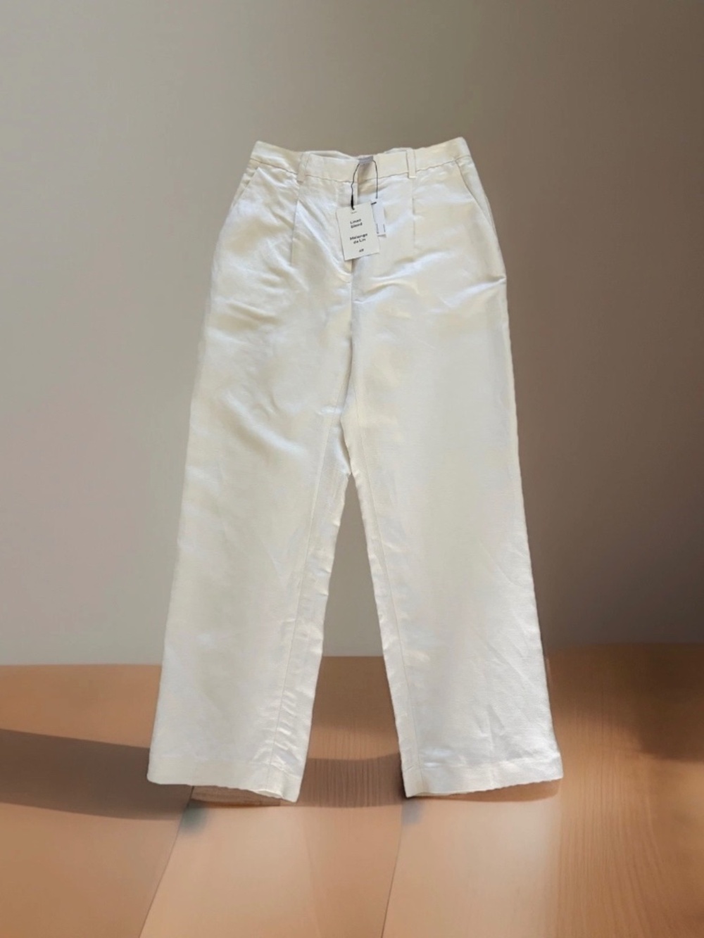 H &M White Ankle-Length Linen Blend Dress Pants, Size 4 (EUR 36), NWT